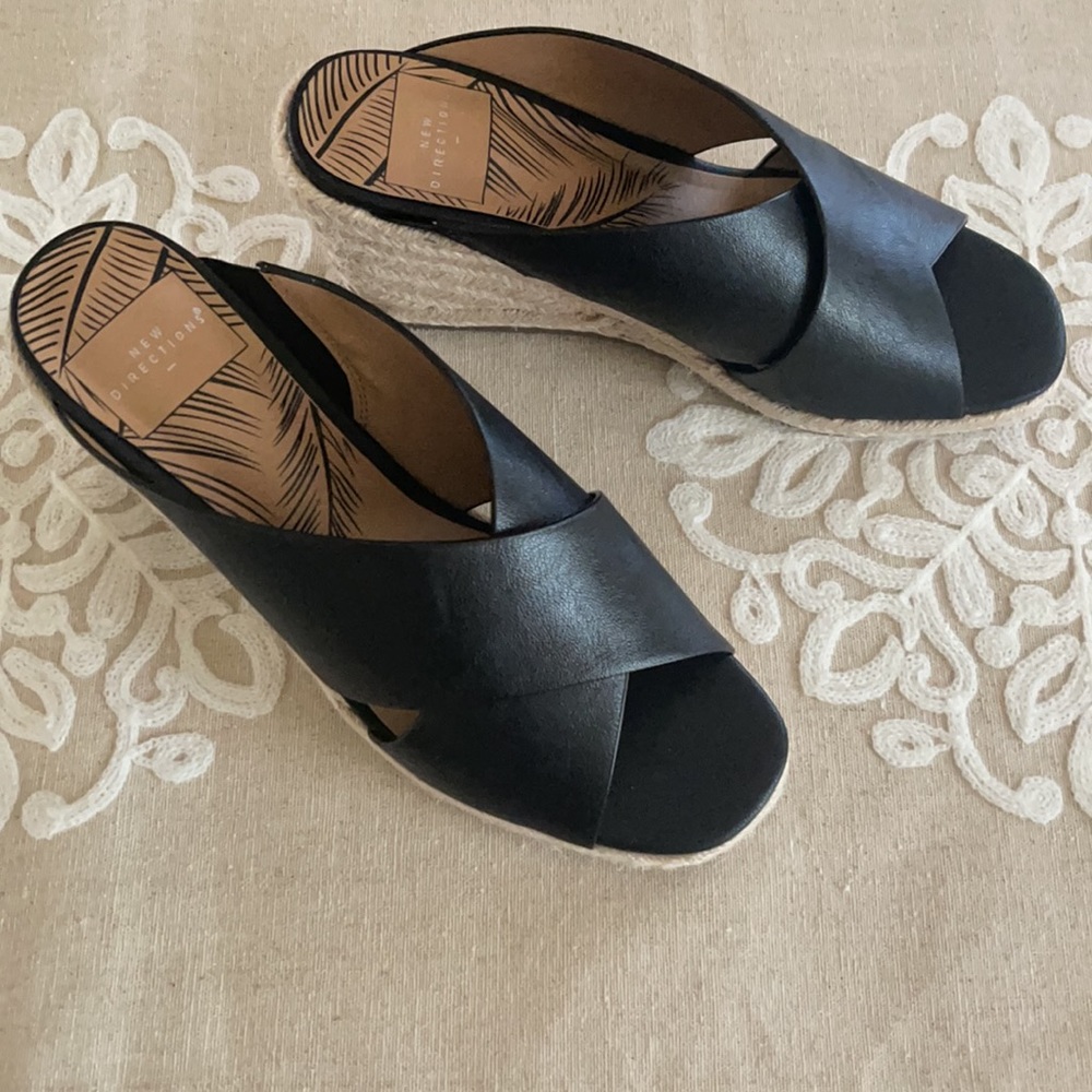 New Black Wedges Size 7